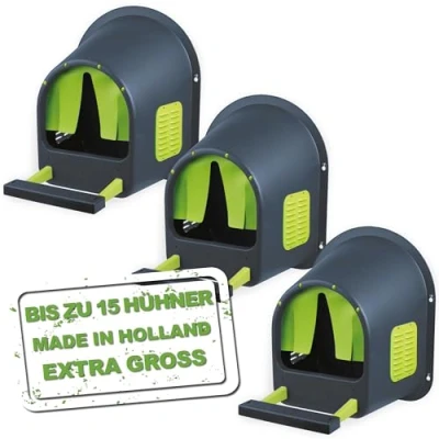 Afbeelding van Meine Hennen x Olba legnest voor kippen in antraciet/limoengroen Mycozynest maximaal 5 wandmontage kippennest gevogeltenest