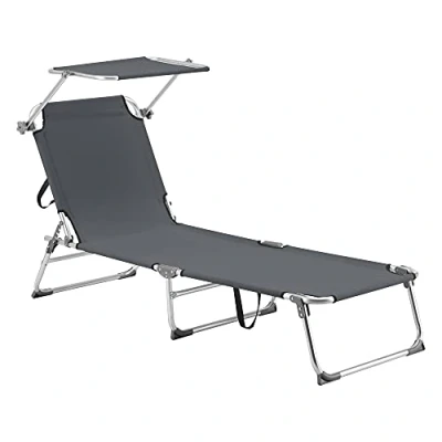 Afbeelding van Ligbed met luifel Legorreta 189x57x28 cm tot 115 kg donkergrijs