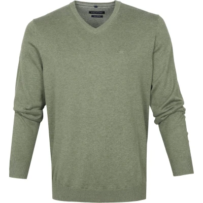 Afbeelding van Casa Moda Pullover Army Groen maat S Heren Trui met Regular fit Pasvorm Katoen Suitable Herenkleding