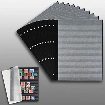 Afbeelding van 10 Prophila Lighthouse Double Sided Stockbook Pages 9 clear strips black cardboard