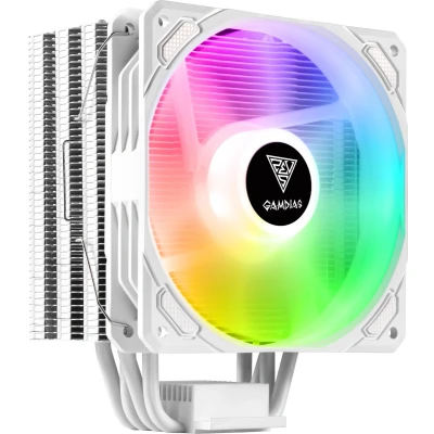 Afbeelding van GAMDIAS HIGH END RGB CPU CoolerIntel en AMD Processor Koeler met aRGB LED Verlichting (Addressable)4 COPPER HeatpipesTDP 200Boreas E1 410 White