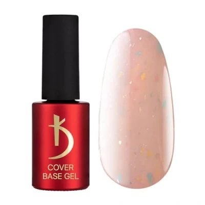 Afbeelding van K Professional Base Coat Gel Cover beige vlokken camouflage 7 ml onderlak UV nagellak gelnagels camouflagekleur glitter confetti LED