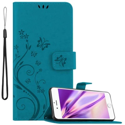 Afbeelding van Cadorabo Hoesje geschikt voor Apple iPhone 6 PLUS / 6S in Bloemen BLAUW Beschermhoes Case Cover