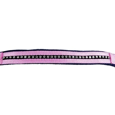 Afbeelding van HKM Halster + Touw Crystal Zacht Onderlegd Roze/dblauw Full