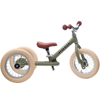 Afbeelding van Trybike steel 2 in 1 loopfiets vintage groen mat bruin
