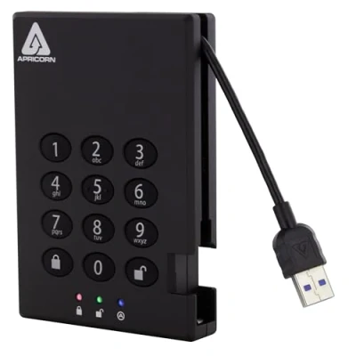 Afbeelding van Apricorn Aegis Padlock 2000GB Zwart externe harde schijf