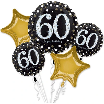 Afbeelding van 60 jaar Ballonnen Boeket Sparkling 5 delig