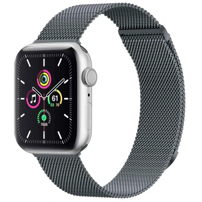 Afbeelding van Apple Watch bandje Milanees Donkergrijs Geschikt voor Series 1 9 / SE