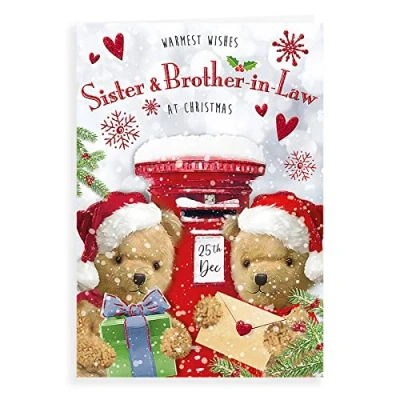 Afbeelding van Piccadilly Greetings Regal Publishing C85573 Karakter Kerstkaart Zuster &amp; Broer In Law, grijsroodbruinwit, 9 x 6 inch,