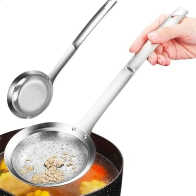 Afbeelding van Fine Mesh Stainless Steel Colander Spoon, Sieve Steel, Strainer with Handle, (15.35in)