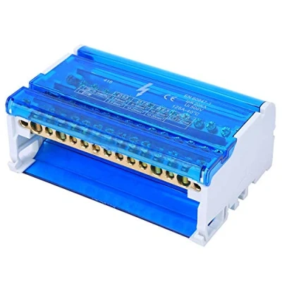 Afbeelding van Klemmenverdeelkast, Din Rail 4 traps Eenfase Klemmenblok Ingang 56 Uitgang 100a Maximale Weerstand Stroom Bedradingsblok Strips Met Transparante Stofkap
