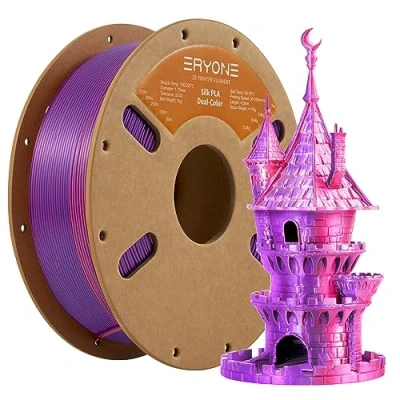 Afbeelding van Eryone Dual tweekleurig PLA filament 1,75 mm, 3D printerfilament, 1 kg spoel +/ 0,03 zijde goud en zilver