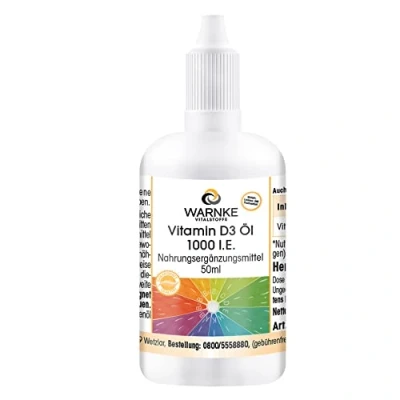 Afbeelding van Vitamine D3 druppels 50 ml 1000 I.E. (25µg) per druppel, cholecalciferol Warnke Vitalstoffe Duitse apothekerskwalitei