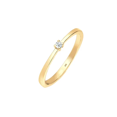 Afbeelding van Elli DIAMONDS Dames Verlovingsring met Diamant (0,03 ct) in 925 Sterling Zilver Goud