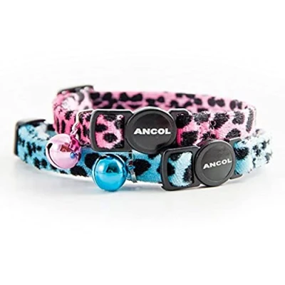 Afbeelding van Ancol Acticat Velvet Luipaardprint Kattenhalsband Turquoise