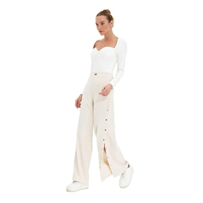 Afbeelding van Trendyol Stone Wide Leg/Wide Leg Side Buttoned Woven Fabric Broek Twoss20Pl0398