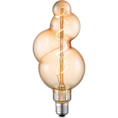 Afbeelding van Home Sweet Edison Vintage E27 LED filament lichtbron Bubbel Amber 11/11/23cm Spiraal Retro lamp Dimbaar 4W 280lm 2700K warm wit licht geschikt voor fitting