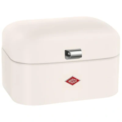 Afbeelding van WESCO Single Grandy broodtrommel in de kleur mat zand, gepoedercoat plaatstaal, ventilatiegaten en stabiele handgreep