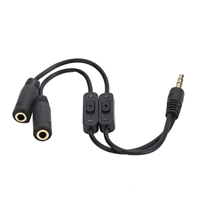 Afbeelding van Hoofdtelefoon Splitter 3.5mm Audio Stereo Y Verlengkabel, Koppel Converter Kabel Man vrouw Dual Jack Adapter met Schakelaar