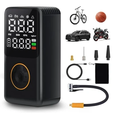 Afbeelding van TAVADA Elektrische Luchtpomp,Bandenpomp,Draagbare Luchtcompressor,150 PSI Draadloze Luchtpomp voor Autobanden,Automatisch Uitschakelen,4000mAh Fietsbandenpomp LED Motor/Fiets/Bal