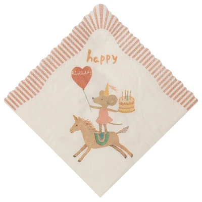 Afbeelding van Maileg servetten Happy Birthday unicorn