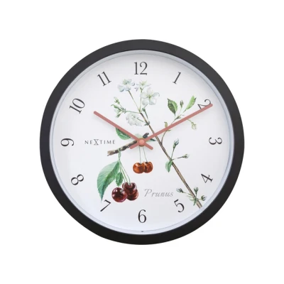 Afbeelding van Buitenklok Nextime dia 30.5cm Prunus cijfers, zwarte rand witte wijzer
