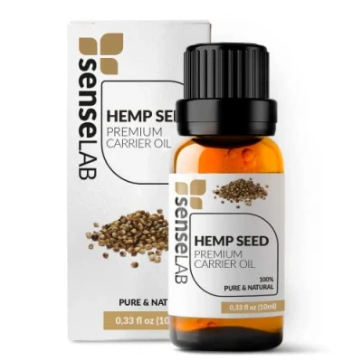 Afbeelding van SenseLAB Hennepolie 100% pure, koudgeperste natuurlijke draagolie voor essentiële oliemengsels Hydraterende olie huid en haarverzorging (30 ml)