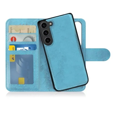 Afbeelding van MyGadget Fliphoesje voor Samsung Galaxy S24 Plus [Verwijderbare Magnetische Hoes] PU Lederen Telefoon Case [Cover met Kaartsleuf] Beschermend Shell in Lichtblauw