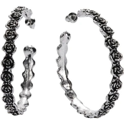 Afbeelding van Behave Oorbellen oorringen oorstekers zilver kleur dames roosjes motief 5cm