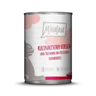 Afbeelding van 6x 400g MjAMjAM Culinary Venison and Turkey on Fresh Cranberries Wet Cat Food