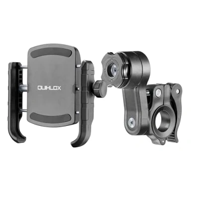 Afbeelding van INTERPHONE QUIKLOX Universele smartphone houder (3,5 tot 7,5 inch) met ronde stuurhouder, modulaire QUIKLOX, motorhouder, snelsluiting