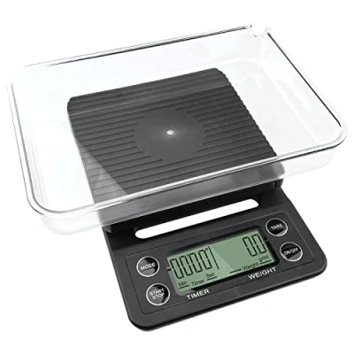 Afbeelding van Gvolatee koffieweegschaal 5 kg/0,1 G, zwart, met timer, lcd display, keukenweegschaal kom, tarra functie voor bakken en koken, nauwkeurigheid barista
