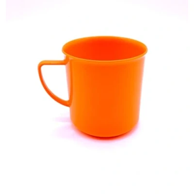 Afbeelding van Kimmel Mok met handvat theekopje koffiebeker herbruikbaar onbreekbaar klein 180 ml, kunststof, oranje