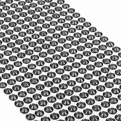 Afbeelding van Movoja Zwarte strassteentjes, ronde glitterstenen, 504 stuks, 6 mm, zelfklevend voor versieren en knutselen, sierstenen om op te plakken, steentjes, knutselstenen, zwart