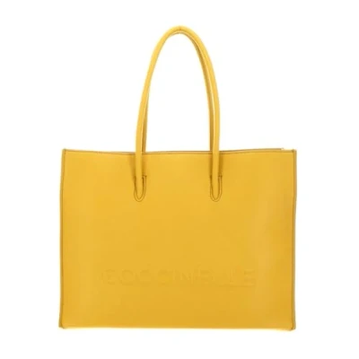 Afbeelding van COCCINELLE Leren Handtas Myrtha Maxi Log Handbag Grained Leather Soleado Donkergeel