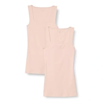 Afbeelding van Amazon Essentials Tanktop voor dames, slimfit, vierkante hals, 2 stuks, lichtbeige, XXL