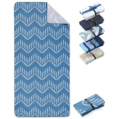 Afbeelding van Stranddeken XXL microvezel strandhanddoek groot, licht en sneldrogend 100% gerecyclede handdoek Strandlaken Brushes 160cmx90cm