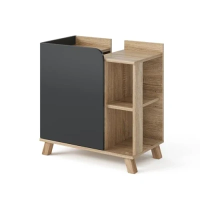 Afbeelding van Vicco Wastafelonderkast Karen, Sonoma/antraciet, 60 x 65 cm met deur en open vakken