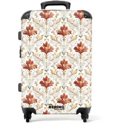 Afbeelding van NoBoringSuitcases.com Grote koffer Barok patroon rood Kinderkoffer geschikt voor jongen en meisjes Reiskoffer met 4 wielen Trolley op wieltjes Rolkoffer groot kinderen 72 liter Ruimbagage valies 20kg