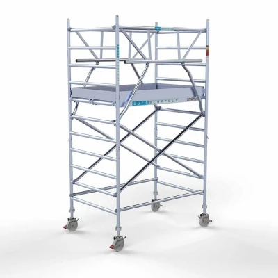 Afbeelding van Pro alu rolsteiger 135x190x4.20m werkhoogte carbondeck incl. dubbele voorloopleuning