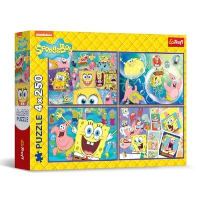 Afbeelding van Trefl Puzzle 4 x 250 Sponge Bob (1000 onderdelen)