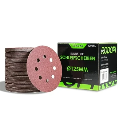 Afbeelding van RODOPI RedDevil Schuurpapier, 125 mm, klittenband, korrel, 40 320, schuurschijven voor excentrische schuurmachine, zirkonium, korund schuurpads, rond, 8 gaten, klittenbandschijf, 50 stuks mix