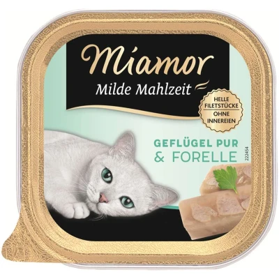 Afbeelding van Miamor Milde Maaltijd 6 x 100 g Kattenvoer Gevogelte puur &amp; Forel