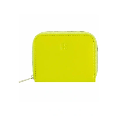 Afbeelding van DUDU portemonnee, dames, heren, klein, zakformaat, in multicolor leer met rits, vakken voor kaarten en pasjes, compacte portefeuille Lime