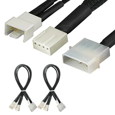 Afbeelding van J&amp;D 4 pins Molex naar ventilatorstroomverdelerkabel 2er Pack, voor PWM computergehäuseluchtventilators, 30 cm