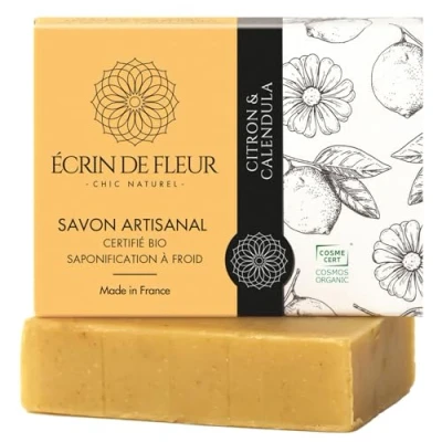 Afbeelding van Écrin de Fleur Biologische Citroen &amp; Calendula Zeep, Handgemaakt, Koud Verwerkt, 1x90g