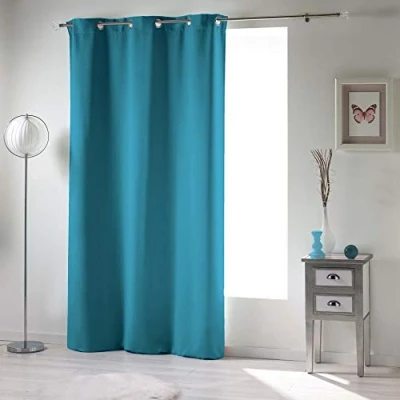 Afbeelding van Douceur d&#039;Intérieur Occult ooggordijn, ondoorzichtig, eenkleurig, polyester, blauw, 140 cm x 240