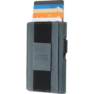 Afbeelding van AdroitGoods Pasjeshouder 7 Pasjes Portemonnee Creditcardhouder Met RFID Technologie Suède Leder Blauw