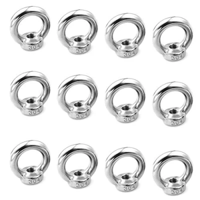 Afbeelding van Hefoogmoer M5 12 stuks vrouwelijke ringmoer roestvrij staal schroefdraad moer in vorm hardware ring voor touw verbinding, lift accessoires, zilver