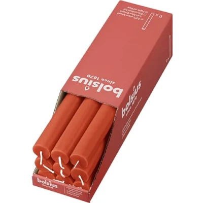 Afbeelding van Bolsius Rustieke staafkaarsen oranje 9 stuks 27 x 2,3 cm lengte brandduur 13 uur ongeparfumeerd bevat natuurlijke plantaardige was zonder palmolie